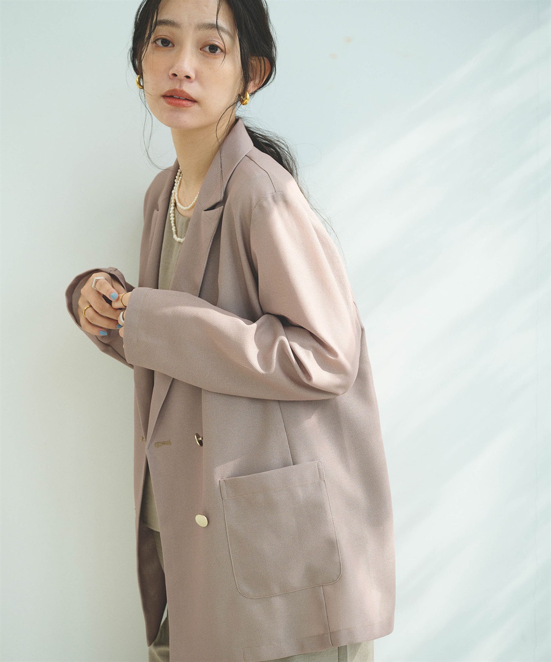 CROSS FUNCTION 《洗える》サマ美え 金釦メッシュテーラードダブルジャケット_sub_3