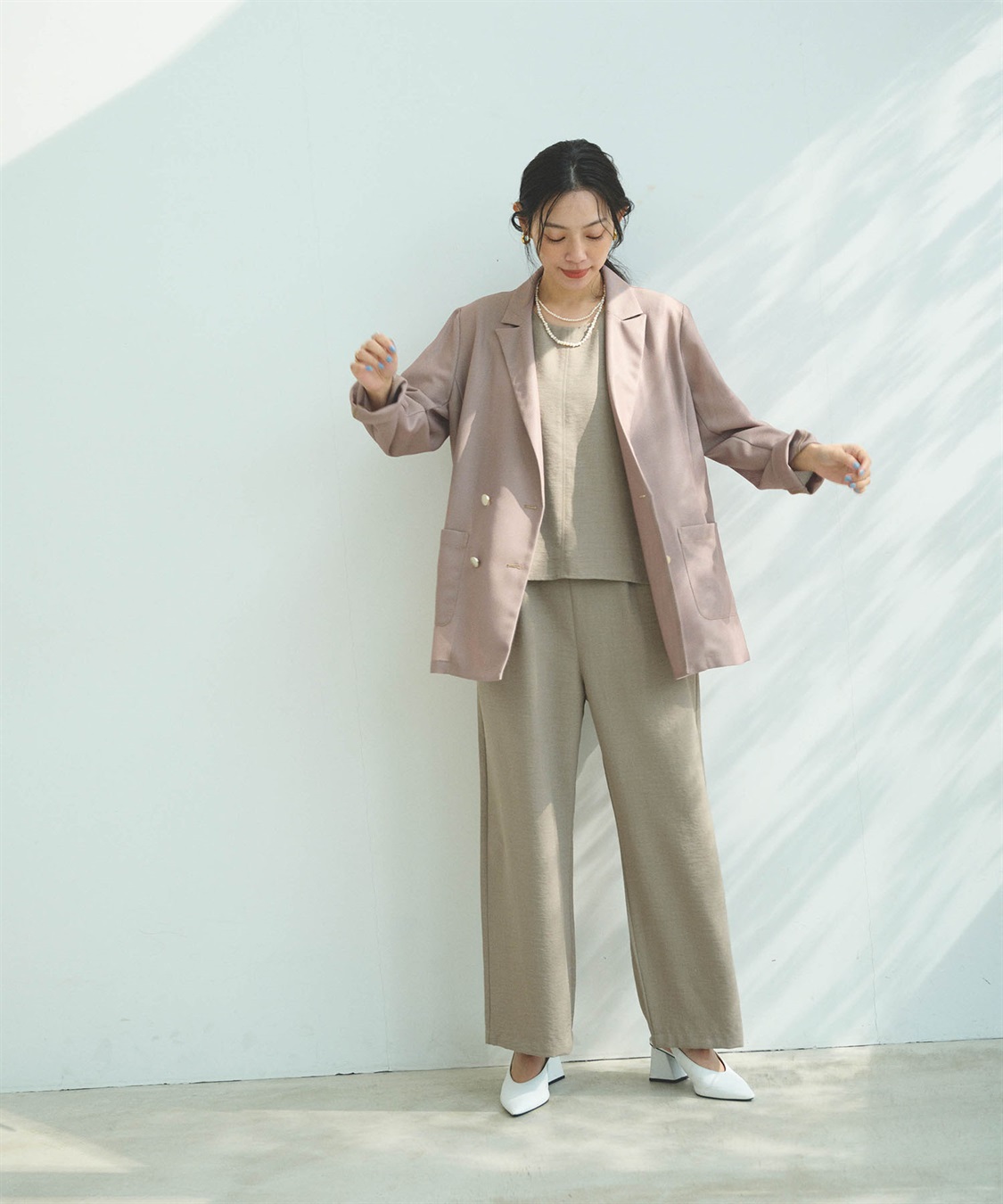 CROSS FUNCTION 《洗える》サマ美え 金釦メッシュテーラードダブルジャケット_sub_4