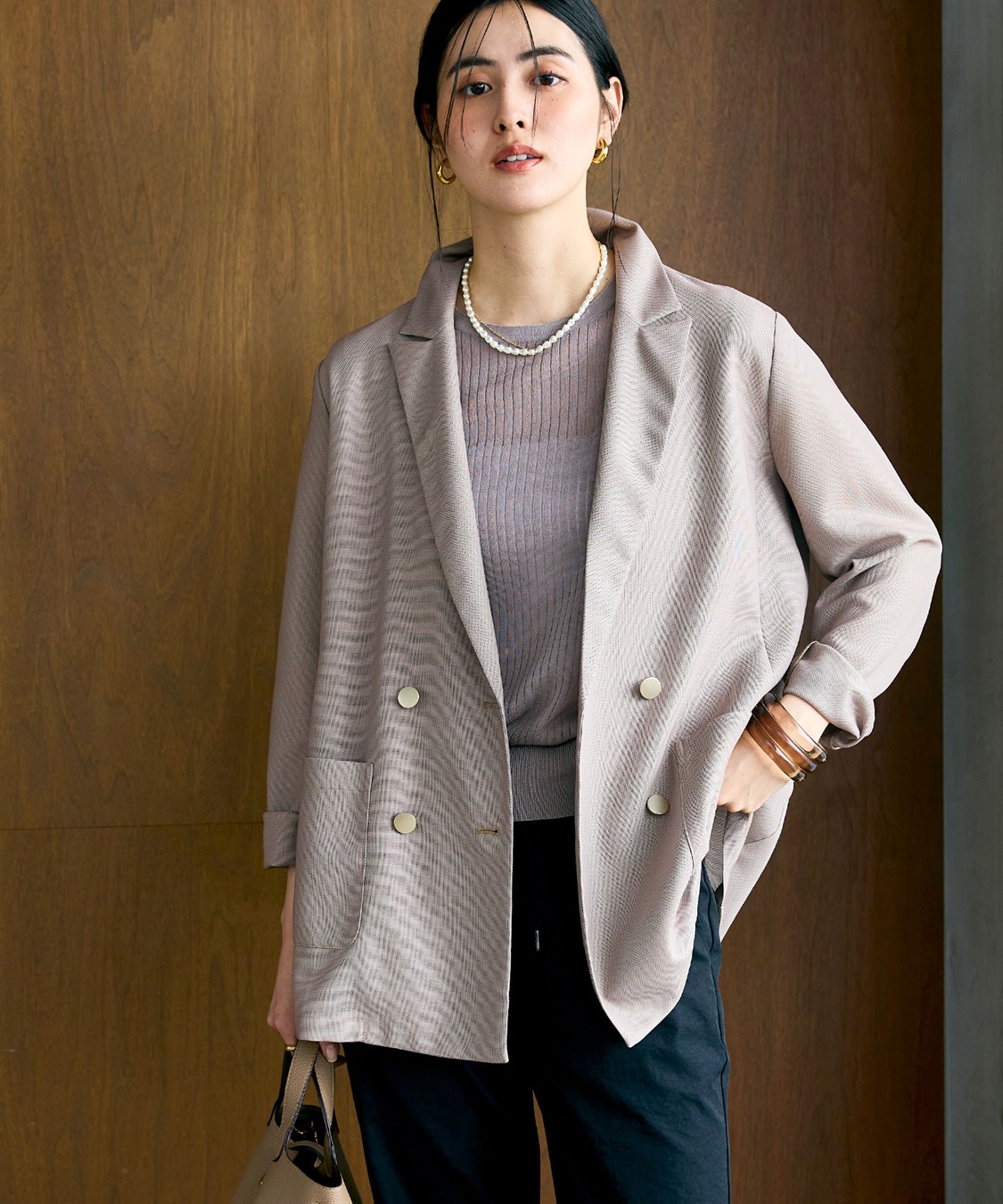 CROSS FUNCTION 《洗える》サマ美え 金釦メッシュテーラードダブルジャケット_sub_8