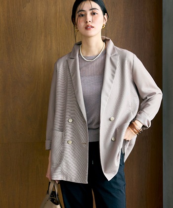 CROSS FUNCTION 《洗える》サマ美え 金釦メッシュテーラードダブルジャケット_subthumb_8