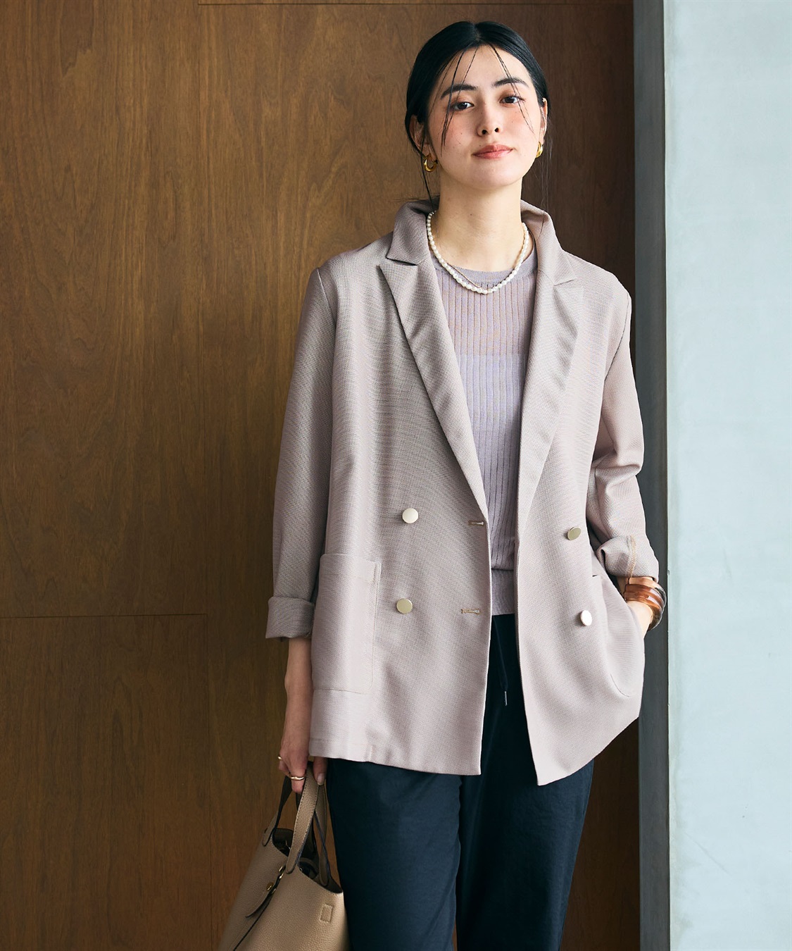 CROSS FUNCTION 《洗える》サマ美え 金釦メッシュテーラードダブルジャケット_sub_9