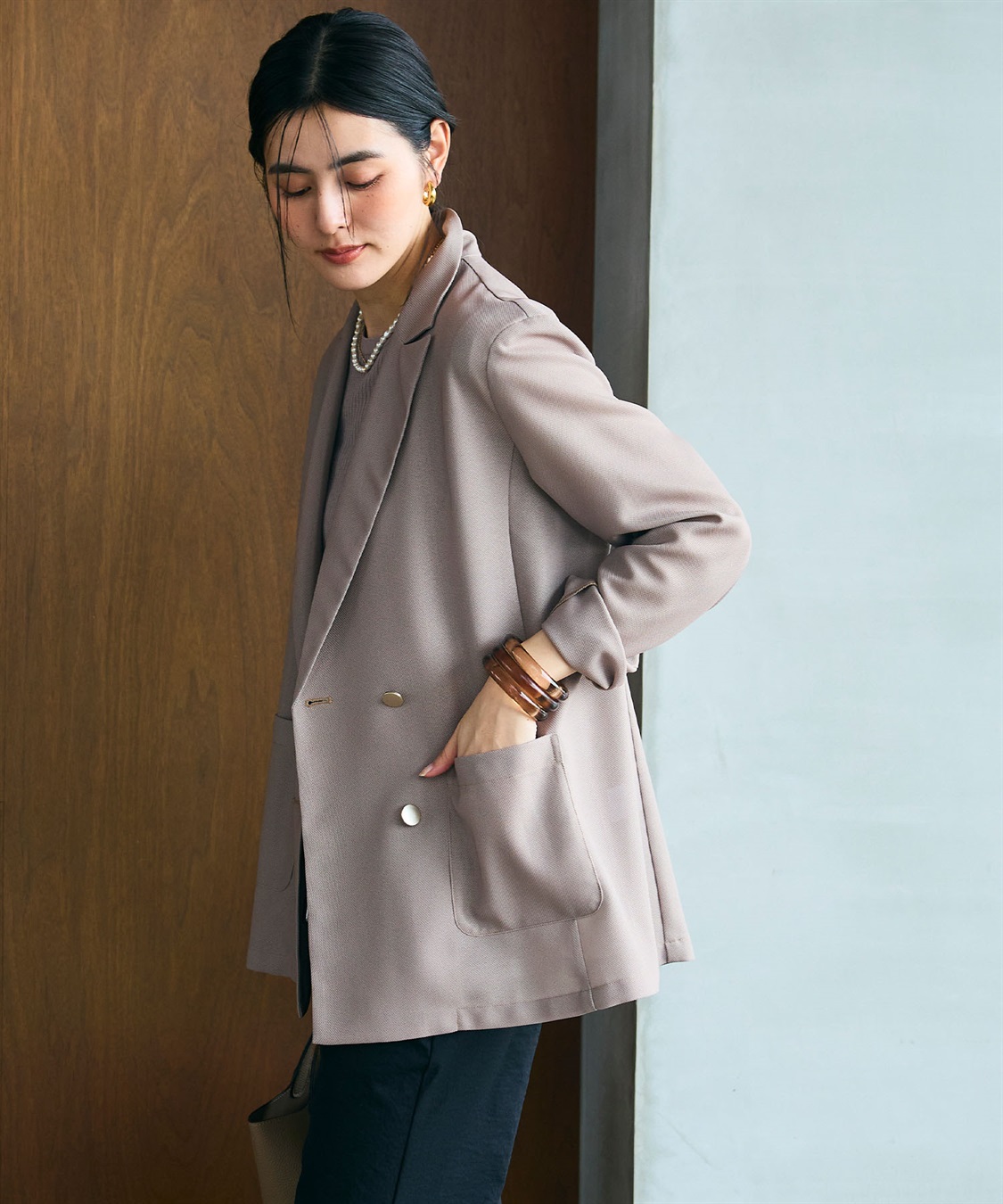 CROSS FUNCTION 《洗える》サマ美え 金釦メッシュテーラードダブルジャケット_sub_12