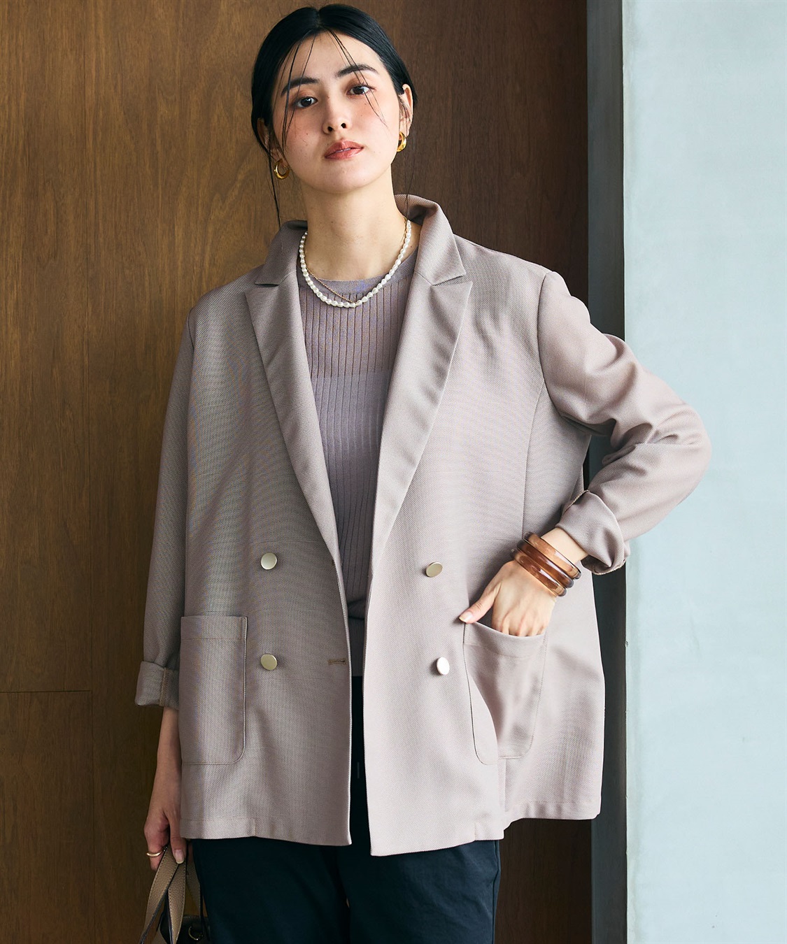 CROSS FUNCTION 《洗える》サマ美え 金釦メッシュテーラードダブルジャケット_sub_13