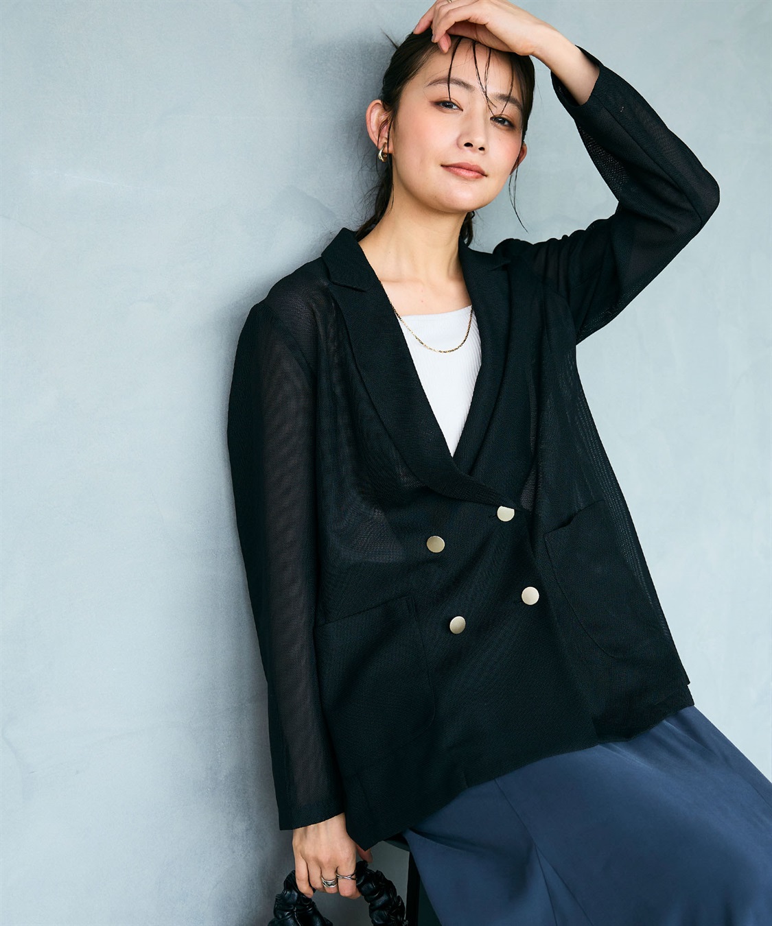 CROSS FUNCTION 《洗える》サマ美え 金釦メッシュテーラードダブルジャケット_sub_19