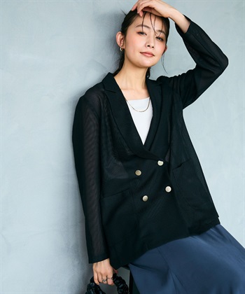 CROSS FUNCTION 《洗える》サマ美え 金釦メッシュテーラードダブルジャケット_subthumb_19