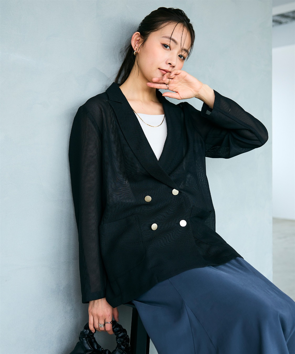 CROSS FUNCTION 《洗える》サマ美え 金釦メッシュテーラードダブルジャケット_sub_20