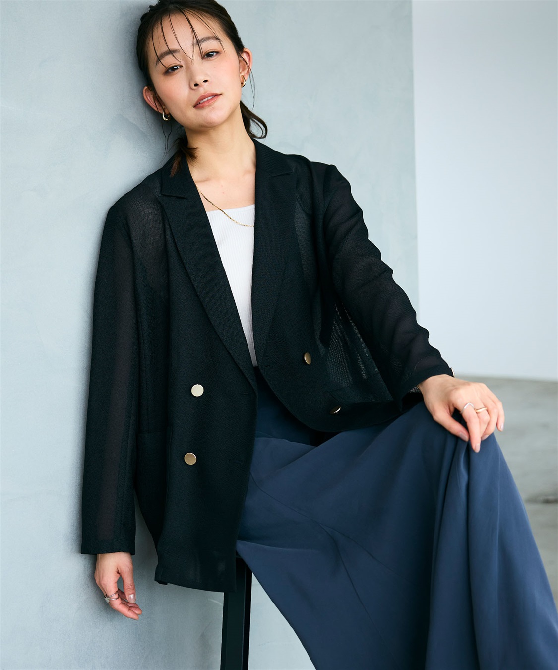 CROSS FUNCTION 《洗える》サマ美え 金釦メッシュテーラードダブルジャケット_sub_21