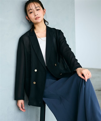 CROSS FUNCTION 《洗える》サマ美え 金釦メッシュテーラードダブルジャケット_subthumb_21