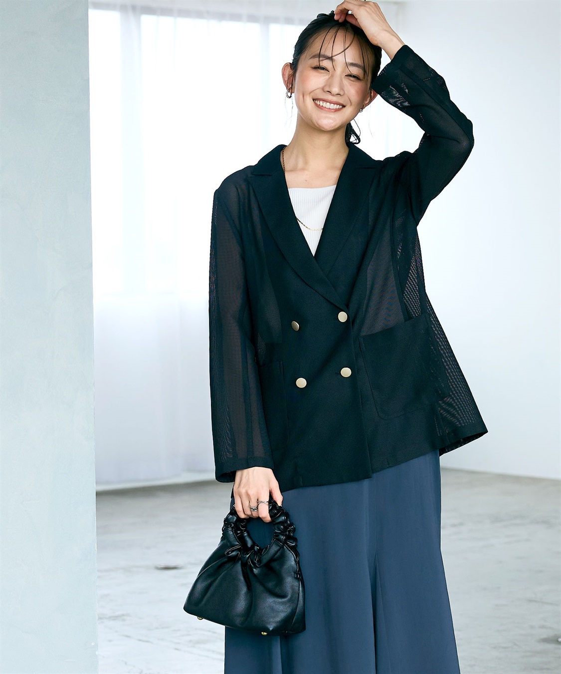 CROSS FUNCTION 《洗える》サマ美え 金釦メッシュテーラードダブルジャケット_sub_22