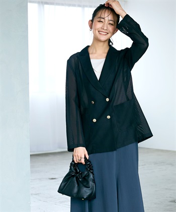 CROSS FUNCTION 《洗える》サマ美え 金釦メッシュテーラードダブルジャケット_subthumb_22