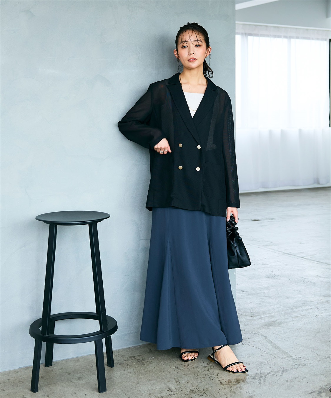 CROSS FUNCTION 《洗える》サマ美え 金釦メッシュテーラードダブルジャケット_sub_24