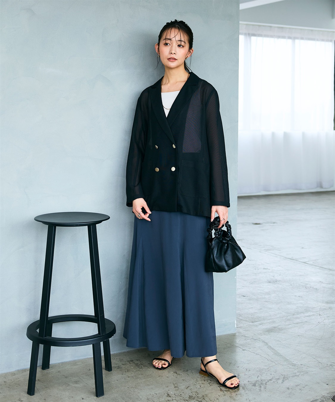 CROSS FUNCTION 《洗える》サマ美え 金釦メッシュテーラードダブルジャケット_sub_25