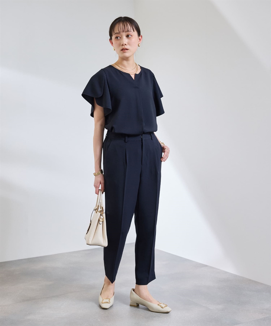 CROSS FUNCTION 《防シワ》サマナチュラリュクス センタープレステーパードパンツ_sub_6