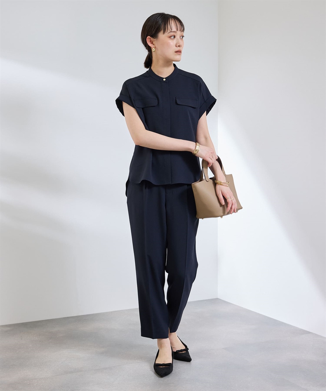 CROSS FUNCTION 《防シワ》サマナチュラリュクス センタープレステーパードパンツ_sub_8