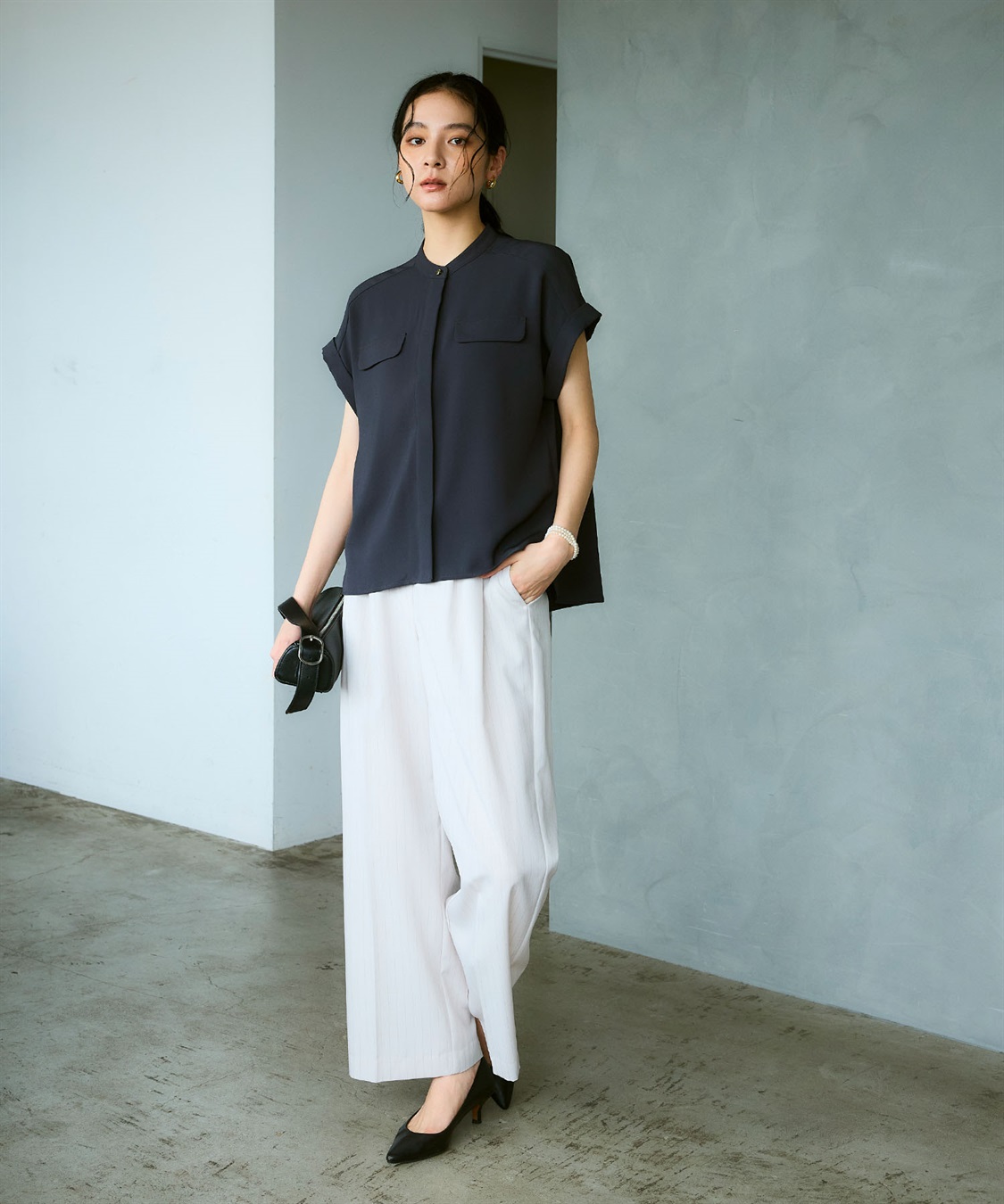 CROSS FUNCTION 《防シワ》サマナチュラリュクス バンドカラーブラウス_sub_13