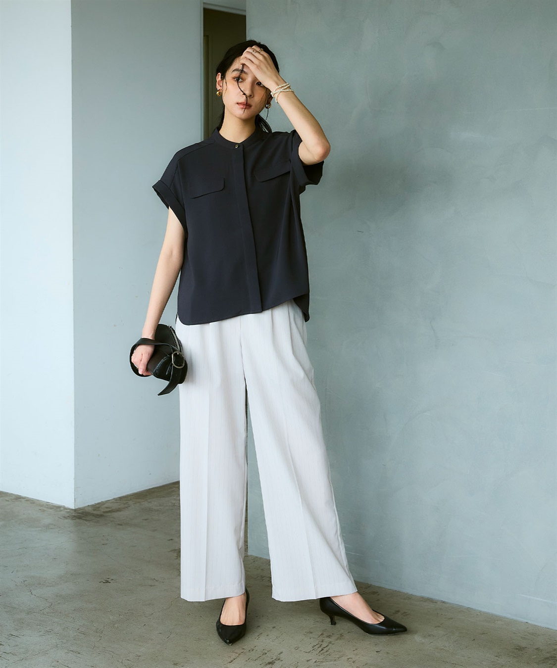 CROSS FUNCTION 《防シワ》サマナチュラリュクス バンドカラーブラウス_sub_14