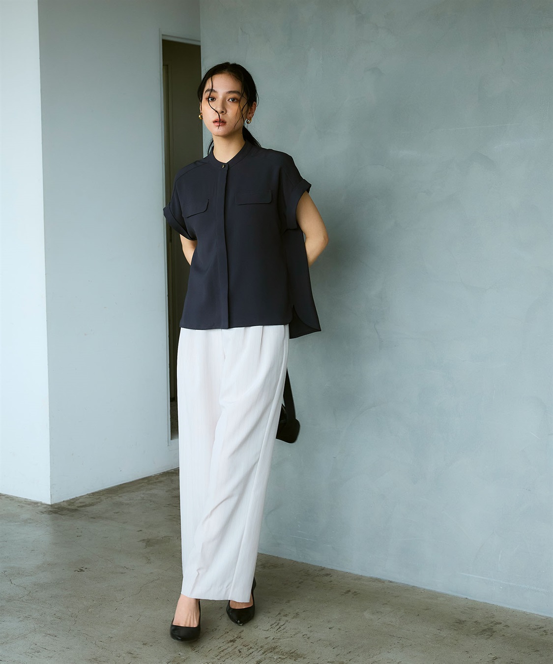 CROSS FUNCTION 《防シワ》サマナチュラリュクス バンドカラーブラウス_sub_15