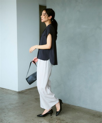 CROSS FUNCTION 《防シワ》サマナチュラリュクス バンドカラーブラウス_subthumb_16