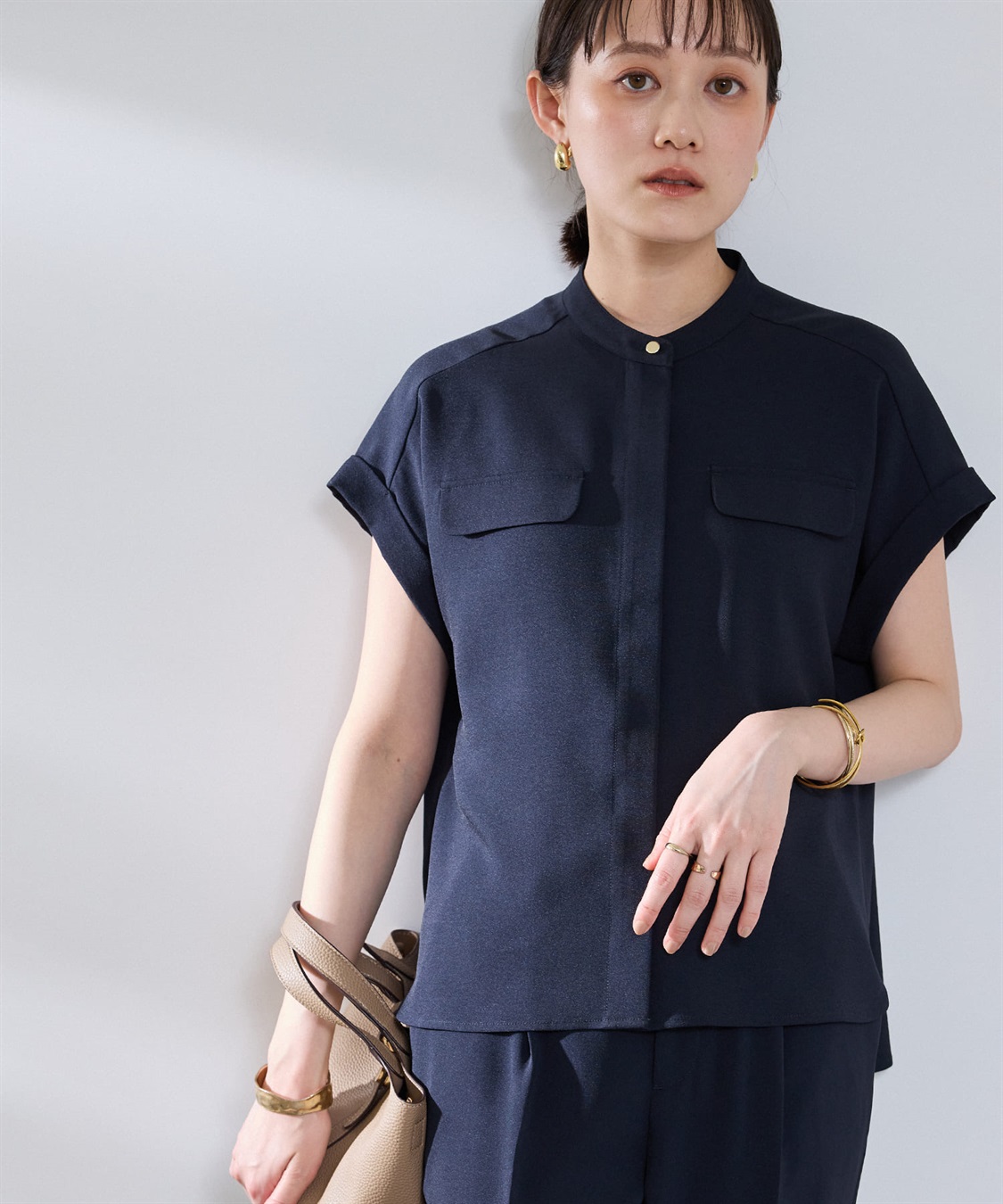 CROSS FUNCTION 《防シワ》サマナチュラリュクス バンドカラーブラウス_sub_24