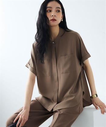 CROSS FUNCTION 《防シワ》サマナチュラリュクス ダブルポケットバンドカラーブラウス_subthumb_4