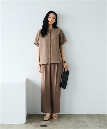 CROSS FUNCTION 《防シワ》サマナチュラリュクス ダブルポケットバンドカラーブラウス_subthumb_6