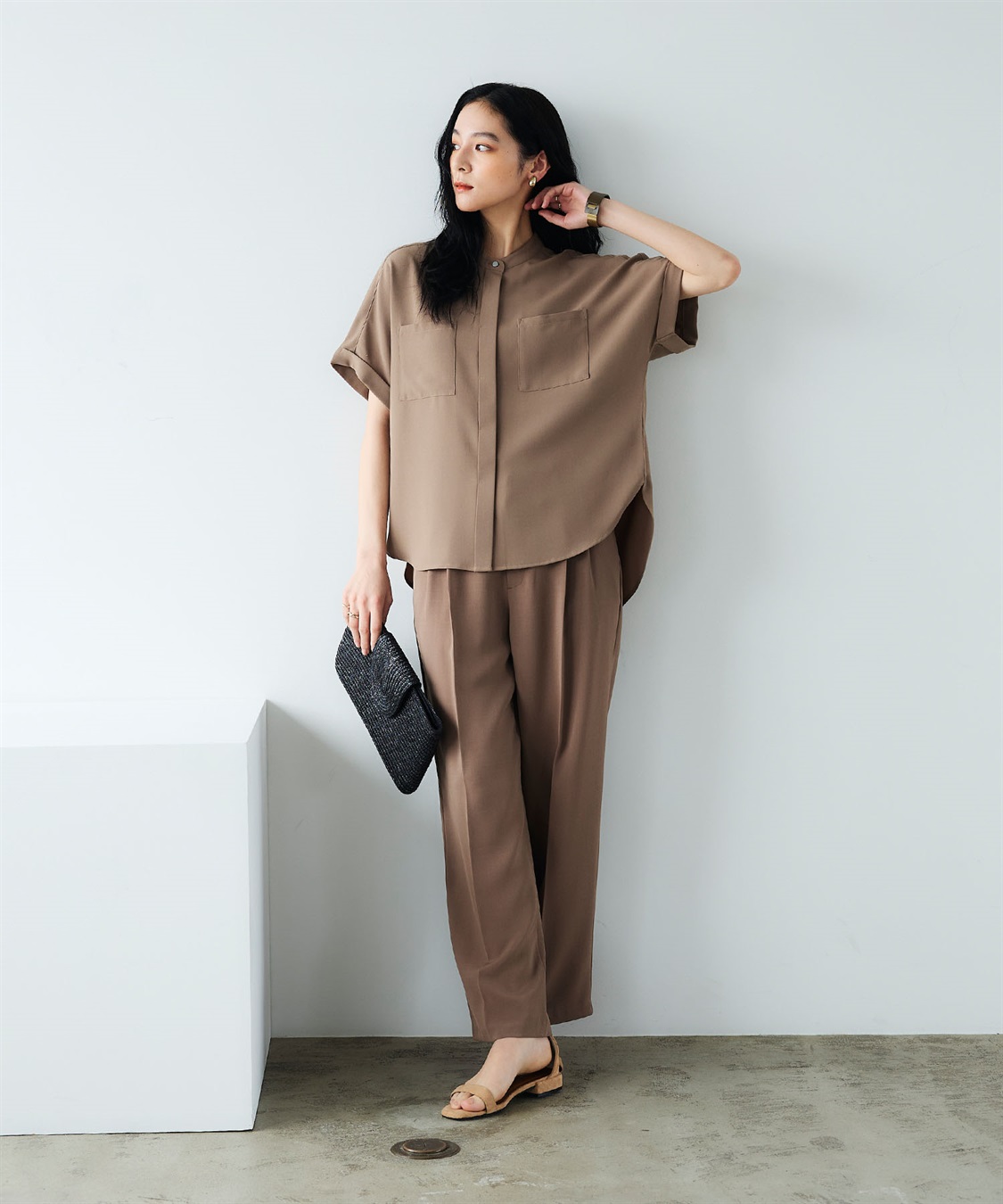 CROSS FUNCTION 《防シワ》サマナチュラリュクス ダブルポケットバンドカラーブラウス_sub_7