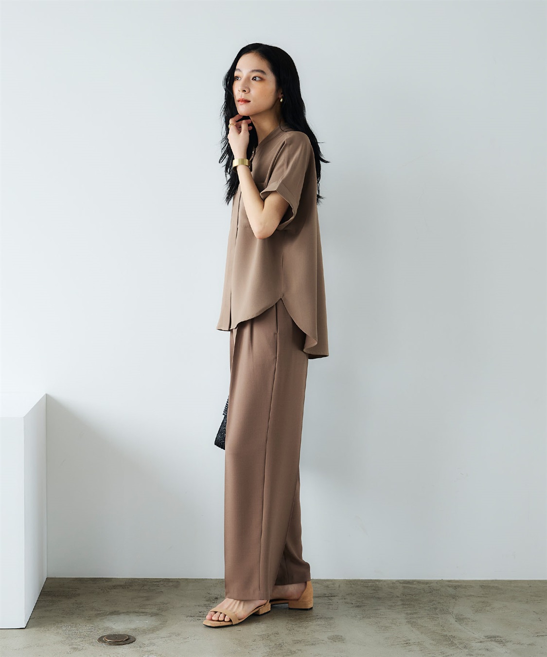 CROSS FUNCTION 《防シワ》サマナチュラリュクス ダブルポケットバンドカラーブラウス_sub_8