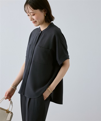 CROSS FUNCTION 《防シワ》サマナチュラリュクス ダブルポケットバンドカラーブラウス_subthumb_13