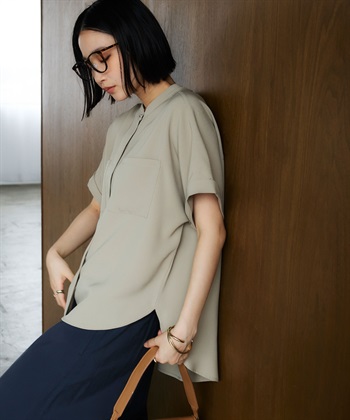 CROSS FUNCTION 《防シワ》サマナチュラリュクス ダブルポケットバンドカラーブラウス_subthumb_18