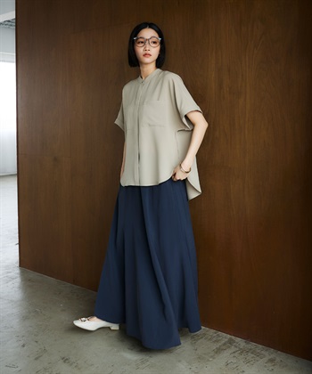 CROSS FUNCTION 《防シワ》サマナチュラリュクス ダブルポケットバンドカラーブラウス_subthumb_20