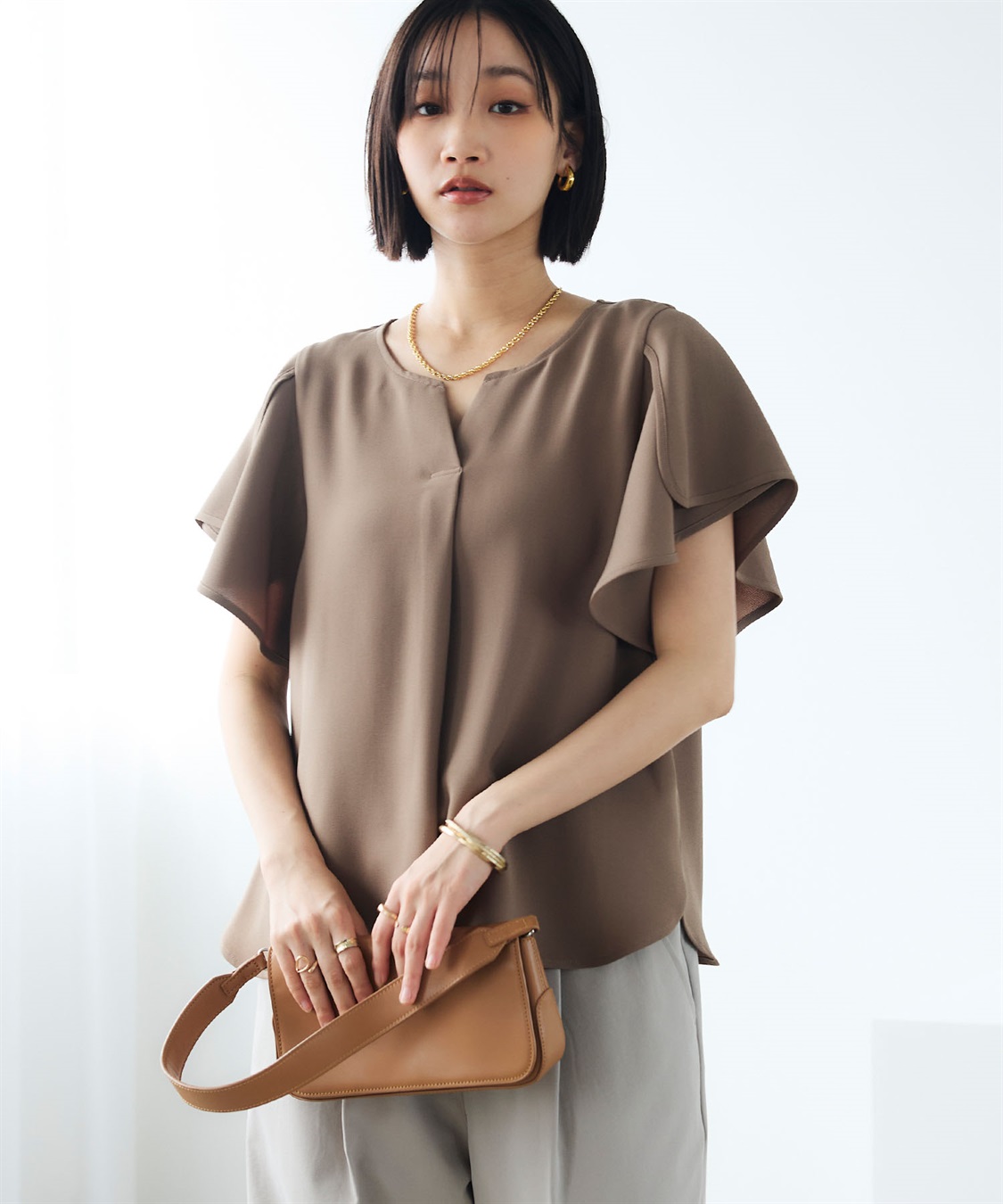 CROSS FUNCTION 《防シワ》サマナチュラリュクス フレアスリーブブラウス_sub_1