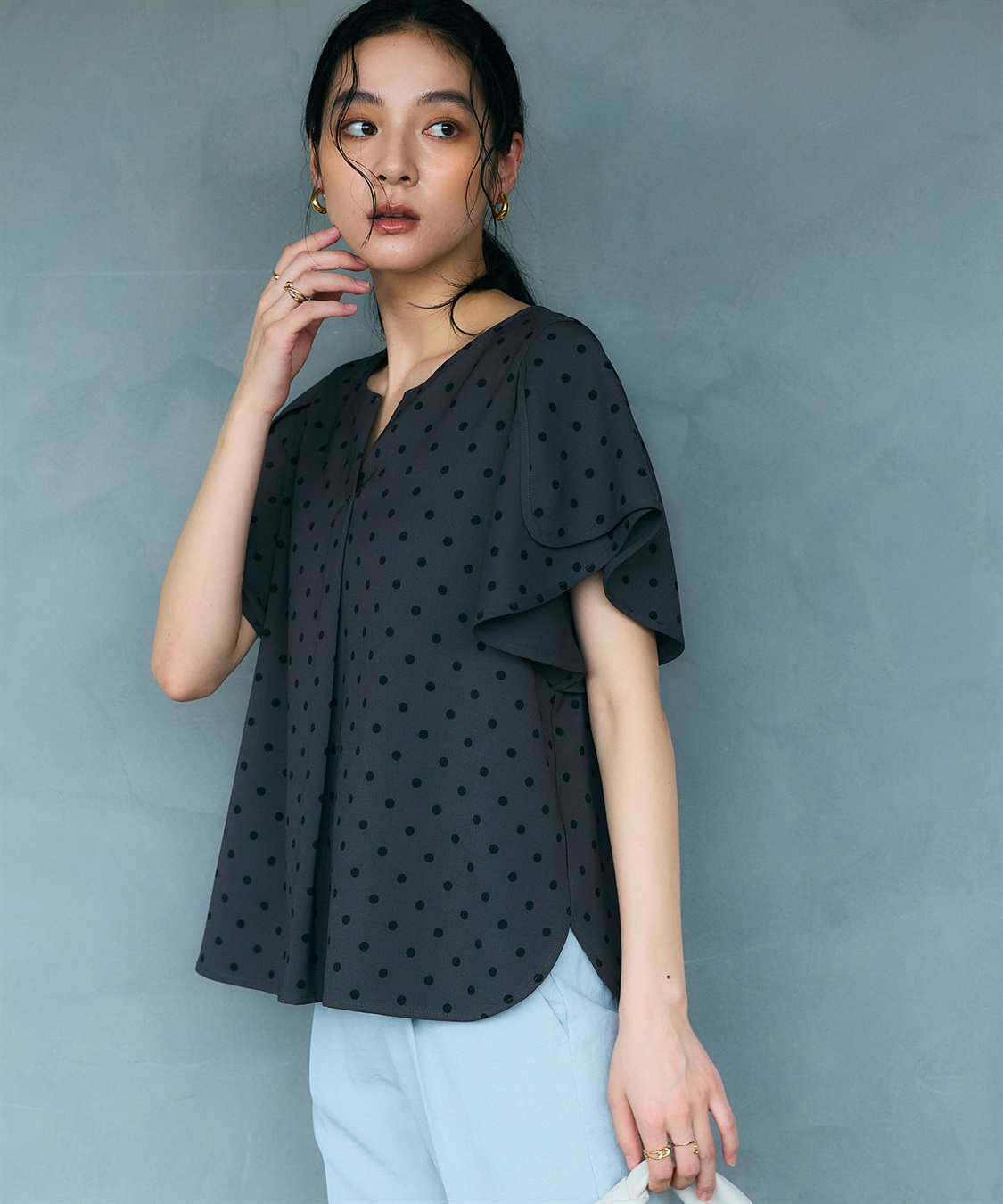 CROSS FUNCTION 《防シワ》サマナチュラリュクス フレアスリーブブラウス_sub_3