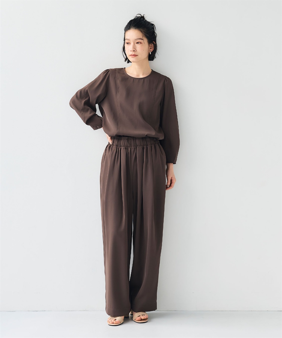 CROSS FUNCTION 《シワになりにくい》サマ美え バックサテンツイルワイドイージーパンツ_sub_9