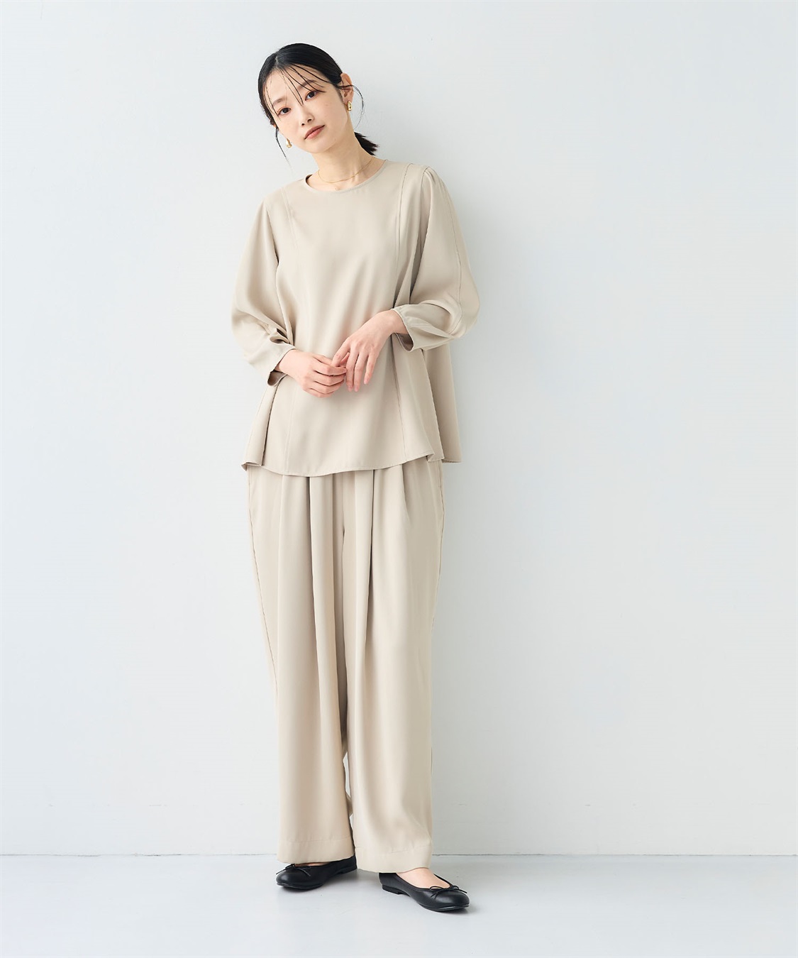 CROSS FUNCTION 《シワになりにくい》サマ美え バックサテンツイルワイドイージーパンツ_sub_15