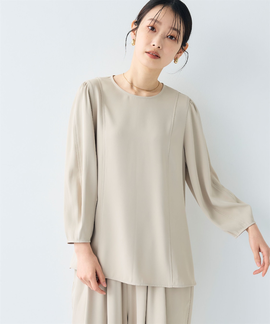 CROSS FUNCTION 《シワになりにくい》サマ美え バックサテンツイルパフブラウス_sub_8