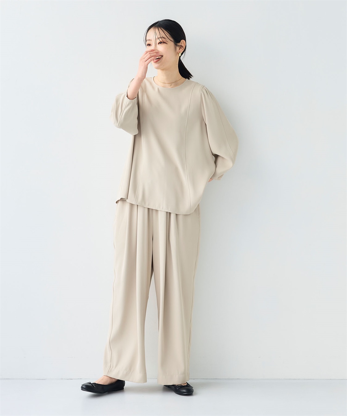 CROSS FUNCTION 《シワになりにくい》サマ美え バックサテンツイルパフブラウス_sub_13