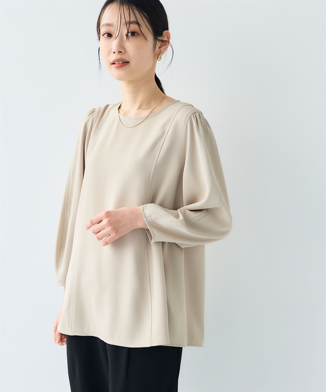 CROSS FUNCTION 《シワになりにくい》サマ美え バックサテンツイルパフブラウス_sub_16