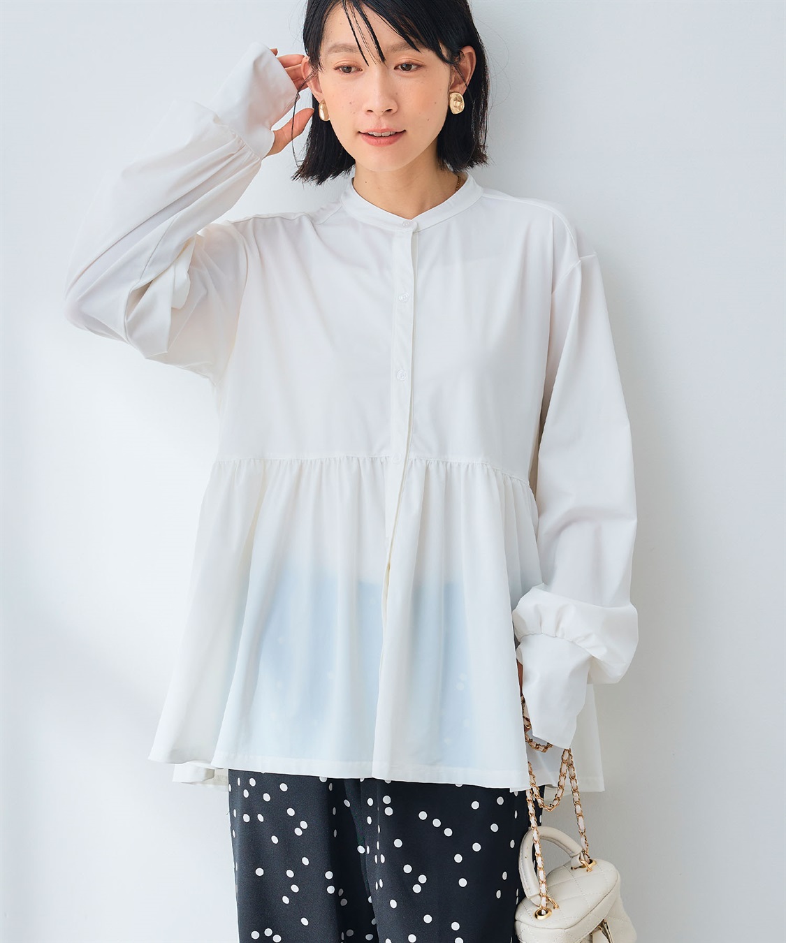 CROSS FUNCTION 《UV》エブ楽 ラッシュガードギャザーペプラムブラウス_sub_2