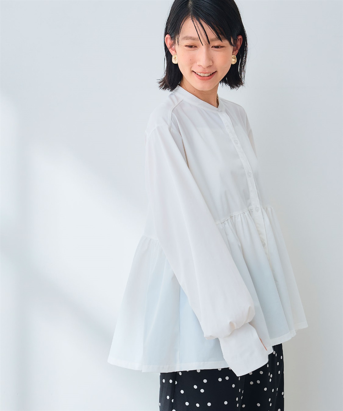 CROSS FUNCTION 《UV》エブ楽 ラッシュガードギャザーペプラムブラウス_sub_3