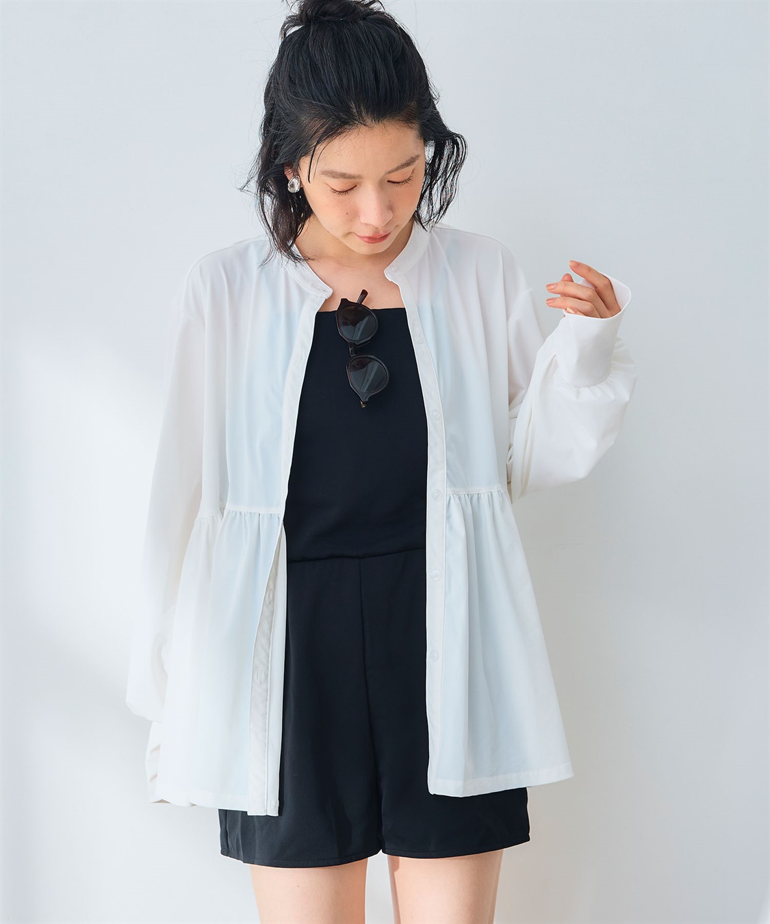 CROSS FUNCTION 《UV》エブ楽 ラッシュガードギャザーペプラムブラウス_sub_9