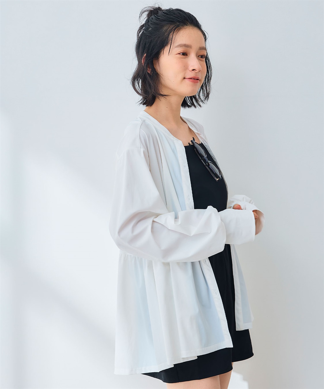 CROSS FUNCTION 《UV》エブ楽 ラッシュガードギャザーペプラムブラウス_sub_10