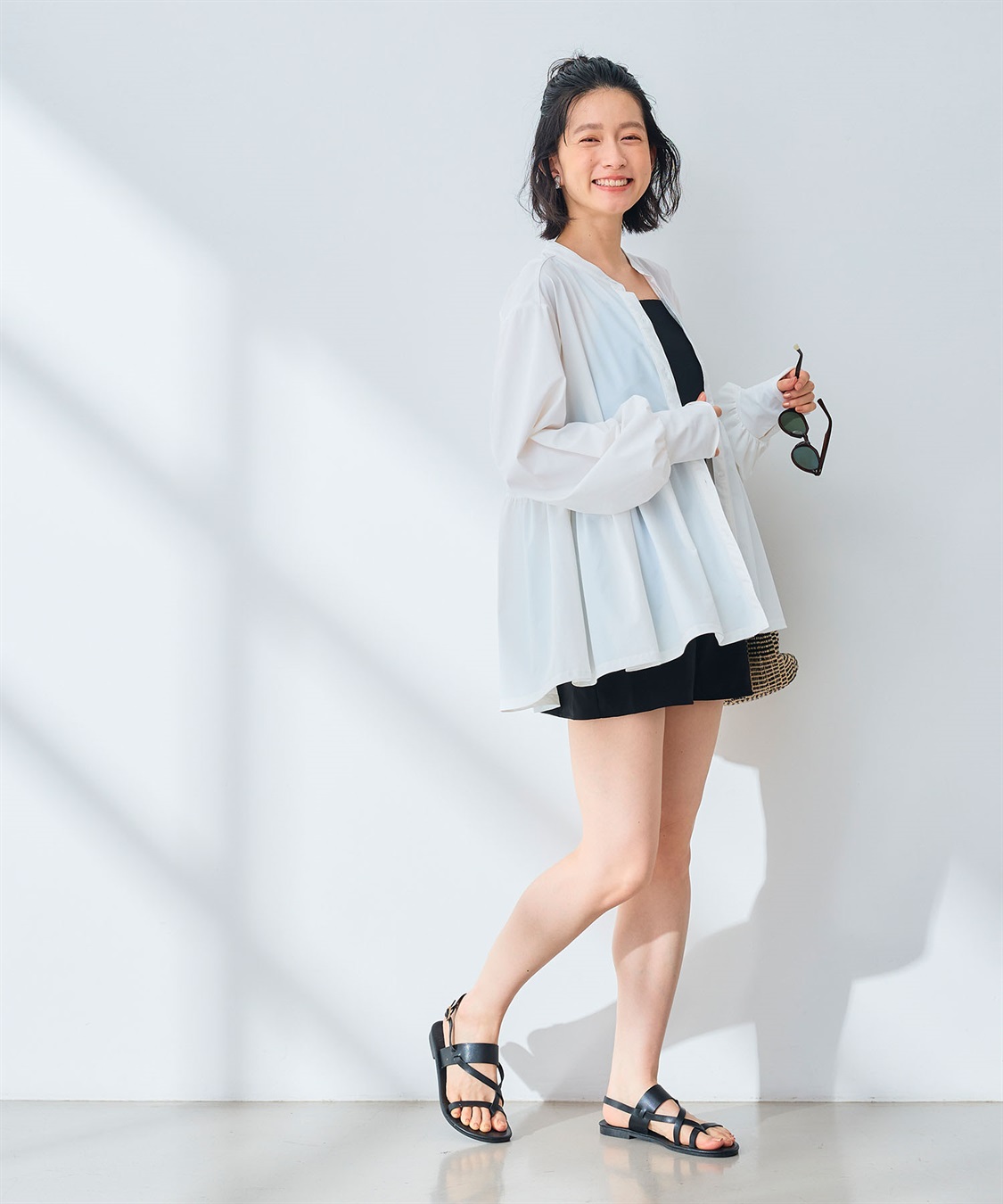 CROSS FUNCTION 《UV》エブ楽 ラッシュガードギャザーペプラムブラウス_sub_12