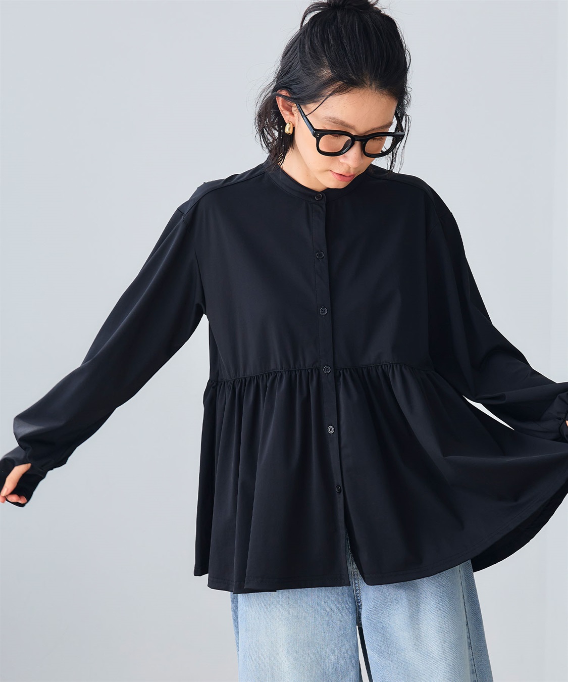 CROSS FUNCTION 《UV》エブ楽 ラッシュガードギャザーペプラムブラウス_sub_17