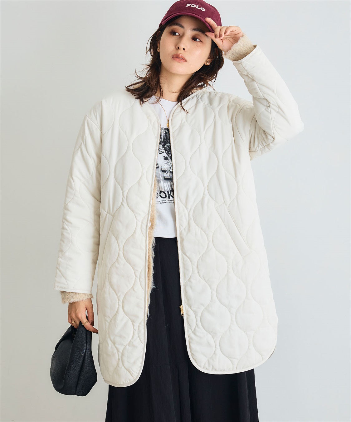 CROSS FUNCTION 《撥水》エブ楽 ノーカラーキルティングコート_sub_3