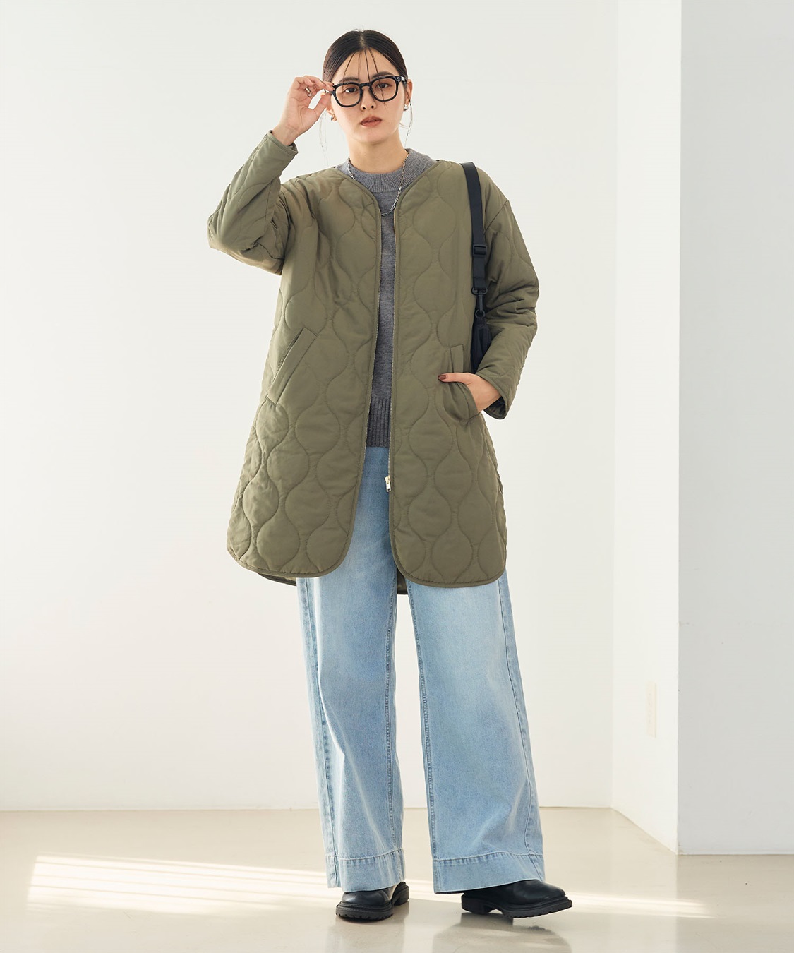 CROSS FUNCTION 《撥水》エブ楽 ノーカラーキルティングコート_sub_12