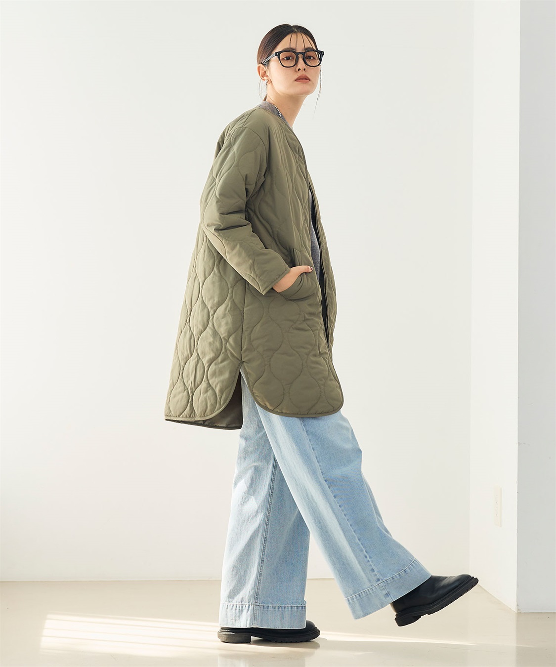 CROSS FUNCTION 《撥水》エブ楽 ノーカラーキルティングコート_sub_13