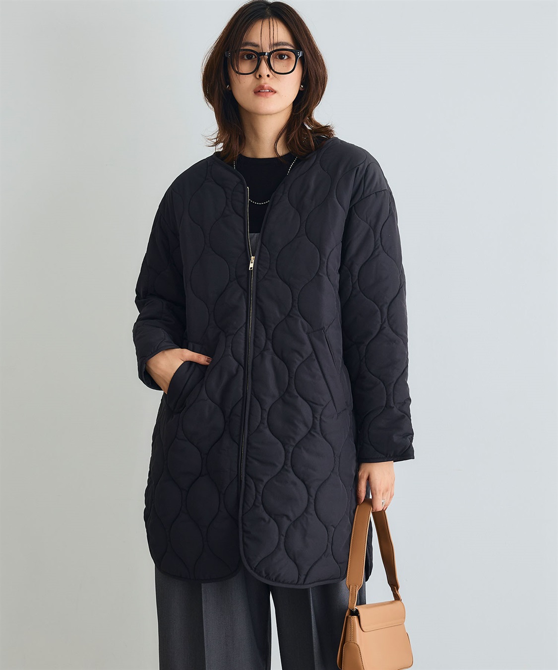 CROSS FUNCTION 《撥水》エブ楽 ノーカラーキルティングコート_sub_16