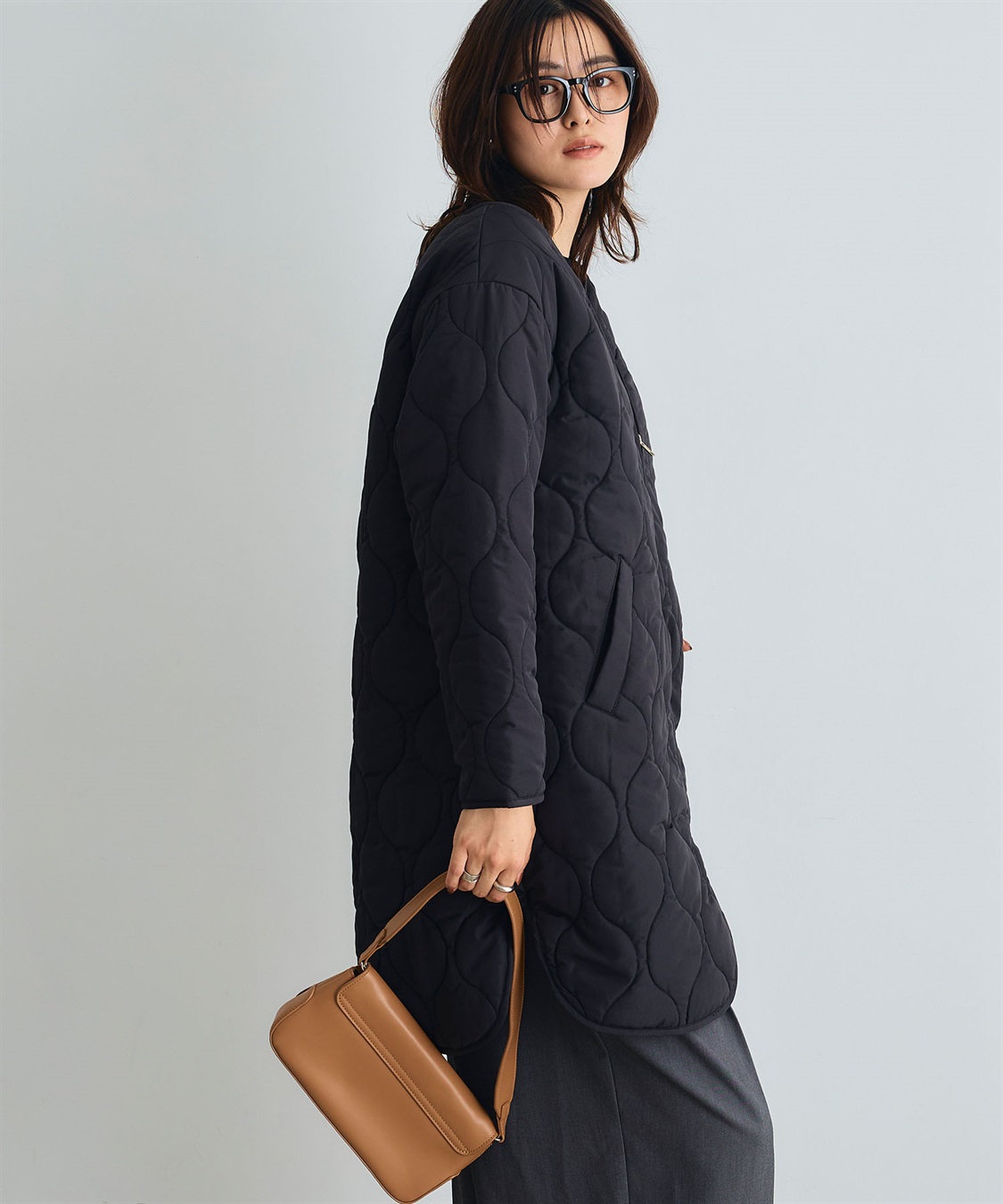 CROSS FUNCTION 《撥水》エブ楽 ノーカラーキルティングコート_sub_17