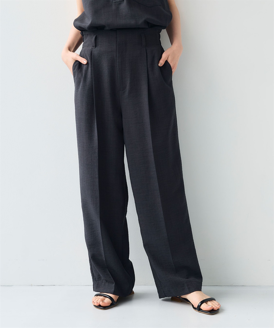 CROSS FUNCTION 《シワになりにくい》サマナチュラリネンライクセンタープレスワイドパンツ_sub_4