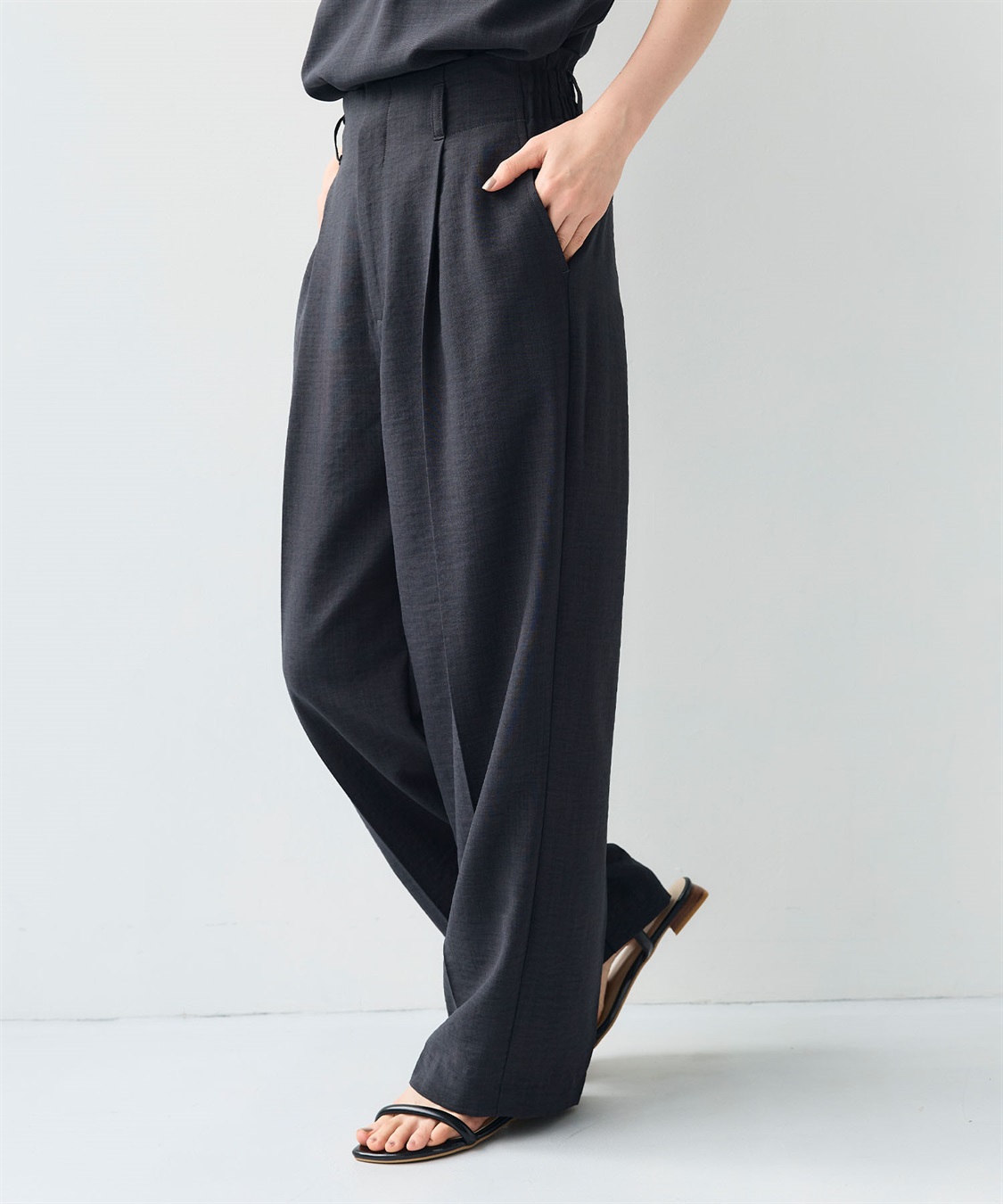 CROSS FUNCTION 《シワになりにくい》サマナチュラリネンライクセンタープレスワイドパンツ_sub_5